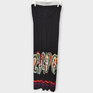 Soma Womens Maxi Dress Sz Medium Bra Black Jersey Strapless Beachy Coastal Casua